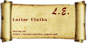 Leiter Etelka névjegykártya